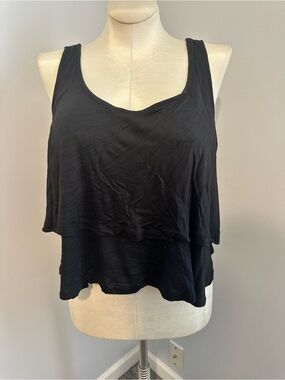 Ambiance Black Tiered Scoop Neck Tank